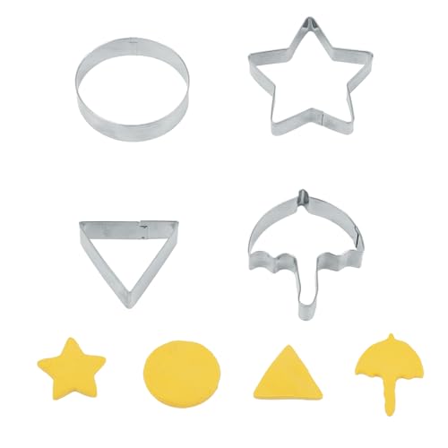 Tinoaly 4stk Set für Koreanische Zuckerspiele, Ausstecher aus Edelstahl Regenschirm Dreieck Stern Rund Backwerkzeuge für Dalgona-Zucker Weihnachts-Gastgeschenke von Tinoaly