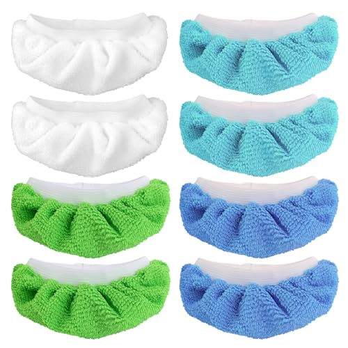Tinoaly 8st Ersatzbezug Tücher für Handdampfreiniger, Dampfreiniger Mikrofaser Ersatztücher Dampfreiniger Pads für Bissell Steam Shot Dupray PurSteam Comfort Aufsätze Waschbar (4 Farben) von Tinoaly