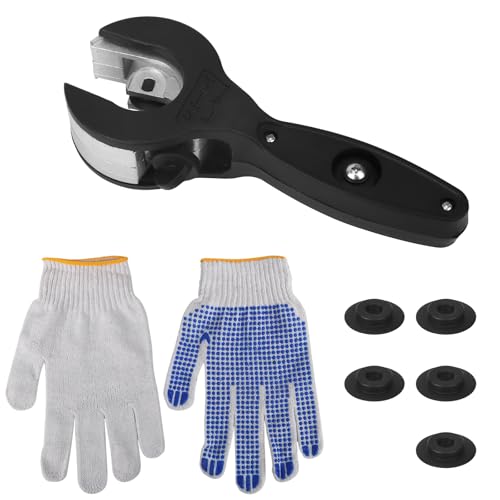 Tinoaly Ratschen-Rohrschneider, 8-29mm 2-in-1 Kompakter Rohrschneider mit 5stk Ersatzklingen und Handschuhen Praktische Werkzeuge für PPR PVC Metall Edelstahl Kupfer Aluminium von Tinoaly