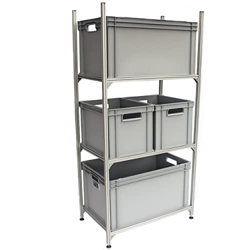 Tinobu Regalsystem für Wohnmobil, Leichtes Regal für Euroboxen, Zerstörungsfreie Montage in Heckgarage (Herausnahme der Boxen nach vorne) von Tinobu