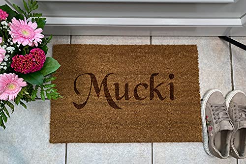 Personalisierte Fußmatte mit Gravur Abtretter Kokos Familie Fußmatten Haustür 60x40 cm (Variante 2) von Tinobu