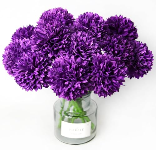 Tinsow Künstliche Blumen, lila, Chrysanthemen, Blumenstrauß, Blumenstrauß für Zuhause, Garten, Party, Hochzeit, Dekoration, 12 Stück von Tinsow