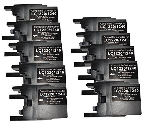 10 Druckerpatronen für Brother Schwarz Black ersetzt LC-1220 LC-1240 LC-1280 DCP-J525W DCP-J725DW DCP-J925DW MFC-J430W MFC-J625DW MFC-J825DW MFC-J5910DW MFC-J6510DW MFC-J6710DW MFC-J6910DW ersetzt LC1220M LC1220C LC1220BK LC1220Y LC1240M LC1240Y LC1240BK LC1240C LC1220M LC1220C LC1220BK LC1220Y LC-1240M LC-1240Y LC-1240BK LC-1240C LC1280BK LC1280C LC1280M LC1280BK von Tintenwunsch