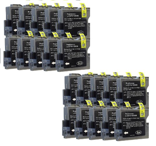20 Druckerpatronen für Brother black (Schwarz) ersetzt LC970 LC1000 DCP-130C DCP-135C DCP-150C, DCP-330C DCP-350C DCP-357C DCP-540C DCP-560CN DCP-750CW DCP-770CW MFC-235C MFC-240C, MFC-260C MFC-440CN MFC-465CN MFC-660CN MFC-680CN MFC-845CW MFC-885CW MFC-3360CN MFC-5460CN MFC-5860CN von Tintenwunsch