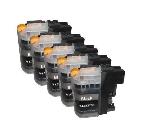 5 DRUCKERPATRONEN MIT CHIP Black Schwarz für Brother LC-121 LC-123 LC-125 LC-127 DCP-J132W DCP-J152W DCP-J152WR DCP-J172W DCP-J552DW DCP-J752DW DCP-J4110DW DCP-J4110W MFC-J245 MFC-J470DW MFC-J650DW MFC-J870DW MFC-J4310DW MFC-J4410DW MFC-J4510DW MFC-J4610DW MFC-J4710DW MFC-J6520DW MFC-J6720DW MFC-J6920DW mit Chip von Tintenwunsch