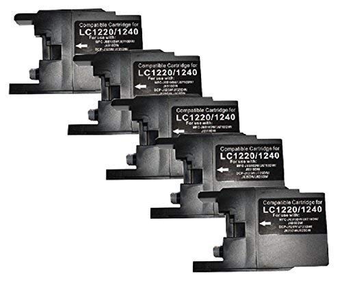 5 Tintenpatronen, Druckerpatronen für Brother Schwarz Black ersetzt LC-1220 LC-1240 LC-1280 DCP-J525W DCP-J725DW DCP-J925DW MFC-J430W MFC-J625DW MFC-J825DW MFC-J5910DW MFC-J6510DW MFC-J6710DW MFC-J6910DW ersetzt LC1220M LC1220C LC1220BK LC1220Y LC1240M LC1240Y LC1240BK LC1240C LC1220M LC1220C LC1220BK LC1220Y LC-1240M LC-1240Y LC-1240BK LC-1240C LC1280BK LC1280C LC1280M LC1280BK von Tintenwunsch