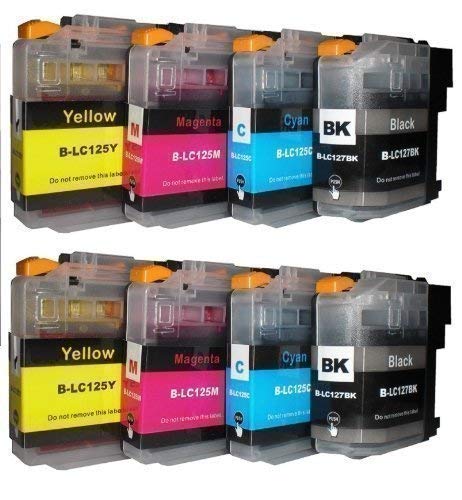 8 DRUCKERPATRONEN MIT CHIP für Brother mit FREIE FARBAUSWAHL LC-121 LC-123 LC-125 LC-127 DCP-J132W DCP-J152W DCP-J152WR DCP-J172W DCP-J552DW DCP-J752DW DCP-J4110DW DCP-J4110W MFC-J245 MFC-J470DW MFC-J650DW MFC-J870DW MFC-J4310DW MFC-J4410DW MFC-J4510DW MFC-J4610DW MFC-J4710DW MFC-J6520DW MFC-J6720DW MFC-J6920DW mit Chip von Tintenwunsch