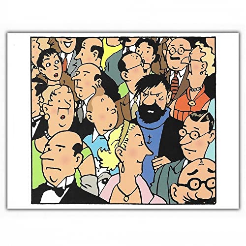Moulinsart Double Postcard Tintin and Haddock in The Crowd (17,5x12,5cm) von Tintinimaginatio