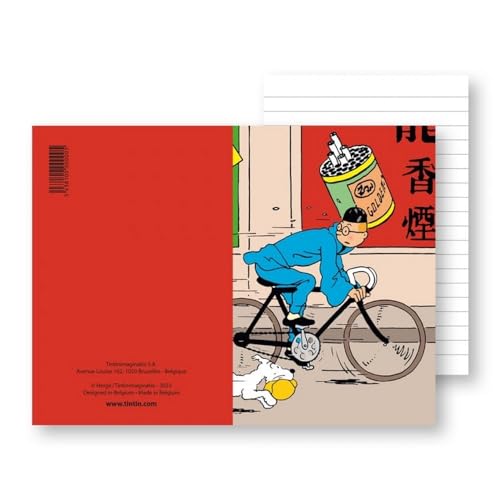 Notebook Tintin fleeing on a Bike with Snowy 8,5x12,5cm (54381) von Tintinimaginatio