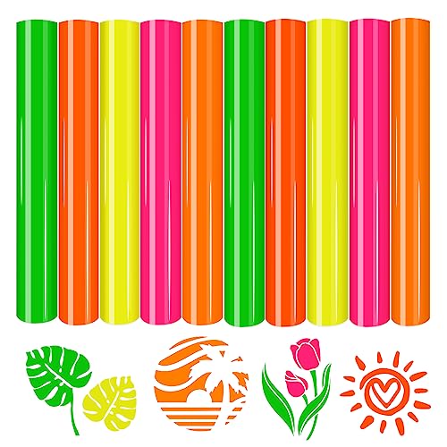 Tintnut Heat Transfer Vinyl Fluoreszenz Plotterfolie Textil, flexfolie plotter textil,10Pack 30cmx25cm von Tintnut