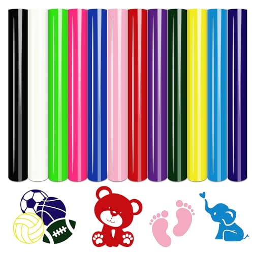 Tintnut Heat Transfer Vinyl Mehrfarbig Plotterfolie Textil, flexfolie plotter textil,12Pack 30cmx25cm von Tintnut