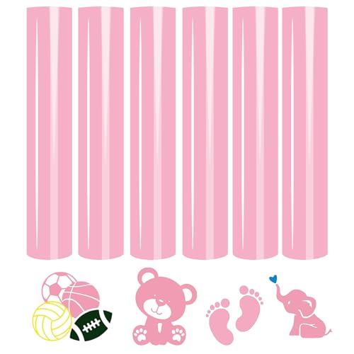 Tintnut Heat Transfer Vinyl Rosa Plotterfolie Textil, flexfolie plotter textil,6Pack 30cmx25cm von Tintnut