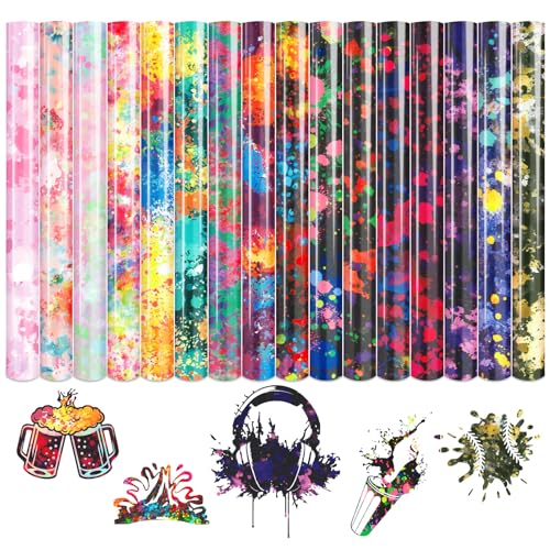 Tintnut Heat Transfer Vinyl Spritzer Plotterfolie Textil,flexfolie plotter textil,16Pack 30cmx25cm Tintnut Heat Transfer Vinyl Spritzer Plotterfolie Textil,flexfolie plotter textil,16Pack 30cmx25cm von Tintnut
