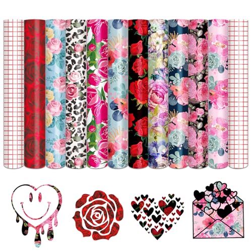 Tintnut Vinylfolie Plotter, 10Pack 30cmx 25cm Rose Plotterfolie Vinyl mit 2 Transferfolie Plotter für Cricut, und andere Plotter Tintnut Vinylfolie Plotter, 10Pack 30cmx 25cm Rose Plotterfolie Vinyl mit 2 Transferfolie Plotter für Cricut, und andere Plotter von Tintnut