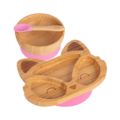 Tiny Dining Kinder Bambusseckung Fox Dinner Set - Pink von Tiny Dining