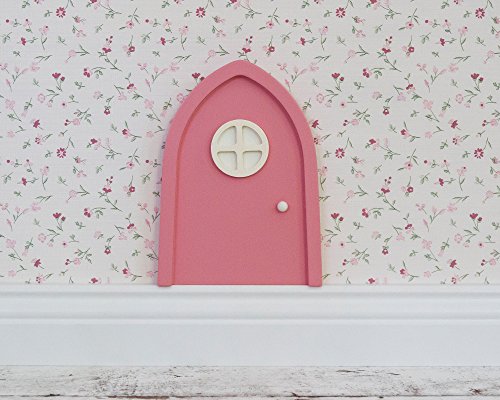 TinyFoxes Feentür rosa - mit leuchtendem Türfenster - passende Wichteltür für die Dekoration im Kinderzimmer - von Kristin Franke von TinyFoxes KG