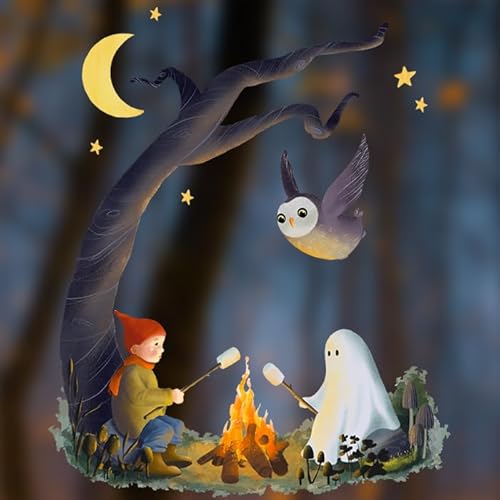 TinyFoxes Fensterbild Halloween Wichtel - Fensterdeko für Halloween und Herbst - statisch und wiederverwendbar - handgezeichnetes Motiv - von Kristin Franke von TinyFoxes