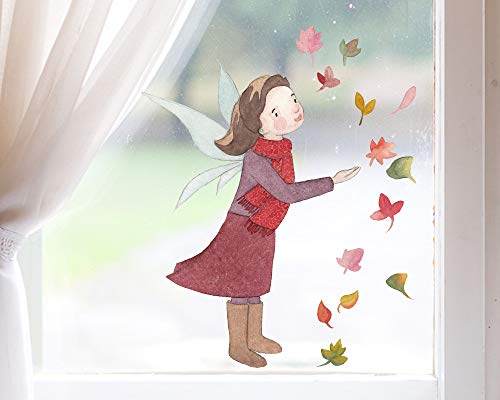 TinyFoxes Fensterbild Herbstfee - selbstklebend und wiederverwendbar - Fensterbild Herbst - handgezeichnet von Kristin Franke von TinyFoxes