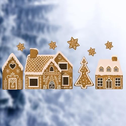 TinyFoxes Fensterbild Lebkuchenhaus - groß 20 x 58 cm - festliche Fensterdekoration zu Weihnachten - statisch haftend und wiederverwendbar - von Kristin Franke von TinyFoxes
