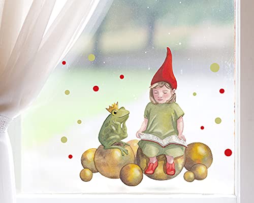 TinyFoxes Fensterbild Märchenfrosch - märchenhafte Motive für die Fensterdeko für das Kinderzimmer - selbsthaftend und wiederverwendbar - handgezeichnet von Kristin Franke von TinyFoxes