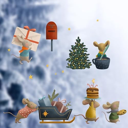 TinyFoxes Fensterbild Mäusewerkstatt - weihnachtliche Fensterdeko - wiederverwendbar und statisch haftend - handgezeichnetes Motiv - von Kristin Franke von TinyFoxes