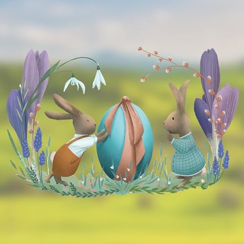 TinyFoxes Fensterbild Osterhase - frühlingshafte Osterdekoration für das Fenster - wiederverwendbare und statisch haftende Folie - handgezeichnete Motive - von Kristin Franke von TinyFoxes