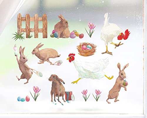 TinyFoxes Fensterbild Ostern - Fensterbild Großes Oster-Set - selbstklebend und wiederverwendbar - handgezeichnet von Kristin Franke von TinyFoxes