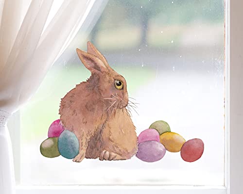 TinyFoxes Fensterbild Ostern - Fensterbild Hase Fritz - selbstklebend und wiederverwendbar - handgezeichnet von Kristin Franke von TinyFoxes