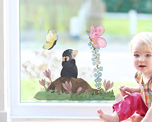 TinyFoxes Fensterbild Ostern Kleiner Maulwurf (40 x 37 cm) - selbstklebend und wiederverwendbar - Fensterbild Ostern - handgezeichnet von Kristin Franke von TinyFoxes