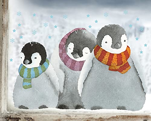 TinyFoxes Fensterbild Pinguine - selbstklebend und wiederverwendbar - Fensterbild Winter - handgezeichnet von Kristin Franke von TinyFoxes