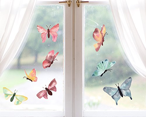 TinyFoxes Fensterbild Frühling - Fensterbild Schmetterlinge im Set aus 16 einzelen Teilen - selbstklebend und wiederverwendbar - handgezeichnet von Kristin Franke von TinyFoxes