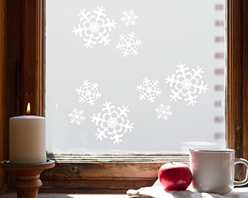 TinyFoxes Fensterbild Schneeflocken - selbsthaftende und wiederverwendbare Fensterdeko für den Winter - handgezeichnet von Kristin Franke von TinyFoxes