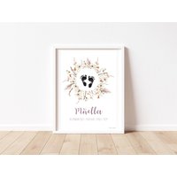 Personalisiertes Poster „Lea" Trockenblumen Kranz | Geburt Geschenk Fußabdruck Baby Unisex Personalisiertes Poster „Lea" Trockenblumen Kranz | Geburt Geschenk Fußabdruck Baby Unisex von TinyLionsDE
