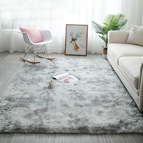 Tinyboy-hbq Teppich Rund Flauschig Teppiche Groß Modern Hoher Stapel rutschfest Ultra Weich Passend für Wohnzimmer Schlafzimmer Kinderzimmer,Grau Weiß,160x230cm von Tinyboy-hbq