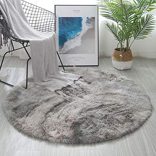 Tinyboy-hbq Teppich Rund Flauschig Teppiche Groß Modern Hoher Stapel rutschfest Ultra Weich Passend für Wohnzimmer Schlafzimmer Kinderzimmer,Grau Weiß,160x160cm von Tinyboy-hbq