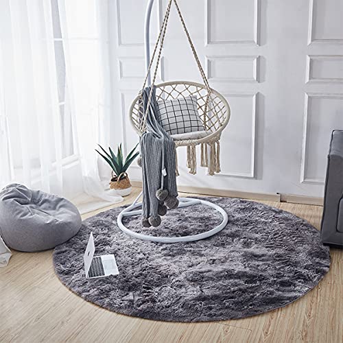 Tinyboy-hbq Teppich Rund Flauschig Teppiche Groß Modern Hoher Stapel rutschfest Ultra Weich Passend für Wohnzimmer Schlafzimmer Kinderzimmer,Schwarz Grau,160x160cm von Tinyboy-hbq