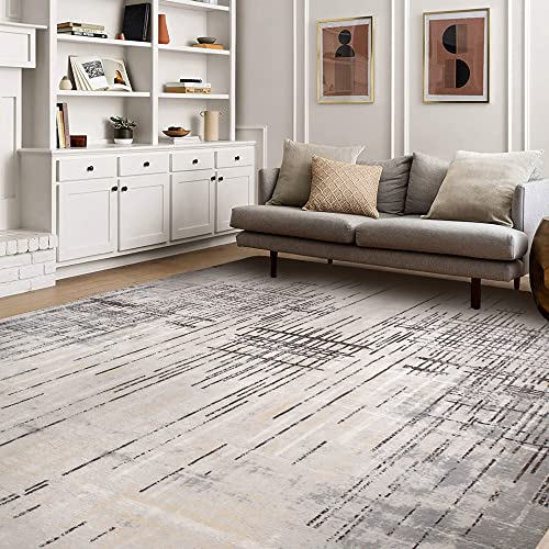 Tinyboy-hbq Teppiche Modern Designer für Wohnzimmer Kurzflor Teppich für Wohnzimmer Schlafzimmer Grau (Grau/Beige, 200 x 300 cm) von Tinyboy-hbq