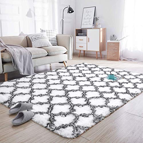 Tinyboy-hbq Teppich für Schlafzimmer, flauschig, rutschfest, für Wohnzimmer, Shaggy, Dekoration für zu Hause und Kinder, Weiß, 140 x 200 cm von Tinyboy-hbq