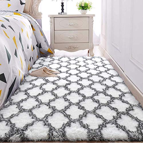 Tinyboy-hbq Teppich für Schlafzimmer, flauschig, rutschfest, für Wohnzimmer, Shaggy, Dekoration für zu Hause und Kinder, Weiß, 80 x 200 cm von Tinyboy-hbq