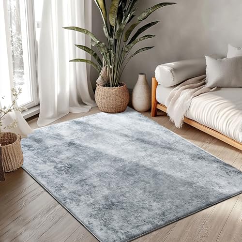 Tinyboy-hbq Teppich Wohnzimmer Kurzflor,Passend für Outdoor,Schlafzimmer und Balkon,Waschbarer Wetterfest Antirutsch,Abstrakt Grau Weiß/Multi,120x160cm von Tinyboy-hbq