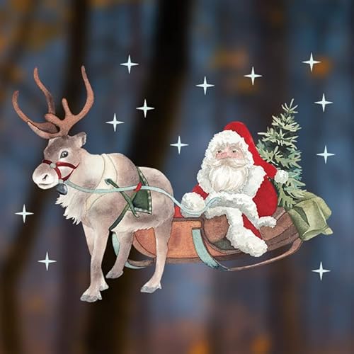 TinyFoxes Fensterbild Weihnachtsmann - weihnachtliches Motiv für die Dekoration im Kinderzimmer - statisch haftend und wiederverwendbar - von Kristin Fanke von TinyFoxes