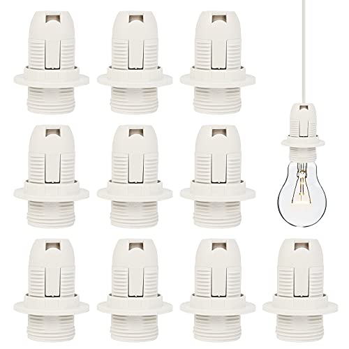 Tinyriz 10 Stück E14 Lampenfassung 250V 2A Bakelit Lampenfassung E14 Lampenfüße Außengewinde Lamepensockel mit Schraubring für Tischlampe Stehlampe, LED CFL-Lampen Glühlampen, Weiß von Tinyriz