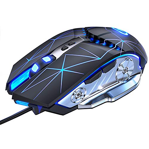 Gaming Maus Verdrahtet USB Extern Mäuse RGB Multi Farbe Leise RGB Mechanisch Spiel Maus mit Licht 3200 DPI 7 Tasten zum Computer Desktop Laptop PC MAC von Tioamy