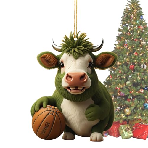 Acrylkuh zu Weihnachten - Stimmungsvoller Weihnachtsanhänger in Kuhform - Kreativer Baumschmuck mit lebendigem Kuh-Design für Kamin, Tür, Fenster, Handlauf Tioheam von Tioheam