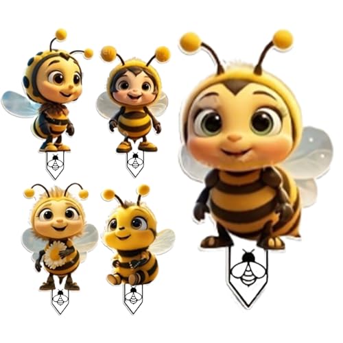 Gartenstaken Deko - 2D Acryl Kleine Bienenstäbe für Blumentopf - Niedlicher Rasenschmuck, Einfache Montage Für Hofwege Blumentöpfe Terrasse Garten von Tioheam