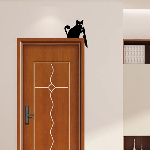 Katzendekoration für die Oberseite der Tür,Holzdekoration für über der Tür - Dekoration in Katzenform für die Fensterbank, für Halloween, Bastelenthusiasten, Geschäft, Wohnzimmer und Katzendekoration für die Oberseite der Tür,Holzdekoration für über der Tür - Dekoration in Katzenform für die Fensterbank, für Halloween, Bastelenthusiasten, Geschäft, Wohnzimmer und von Tioheam