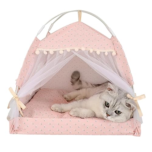 Katzenzelt, Tipi Zelt Hunde Und Katzen, Hundezelte Hundehöhle Und Haustierhäuser, Mit Abnehmbarem Waschbarem Kissen, Für Katzen Oder Kätzchen Oder Kleine Haustiere von Tioheam