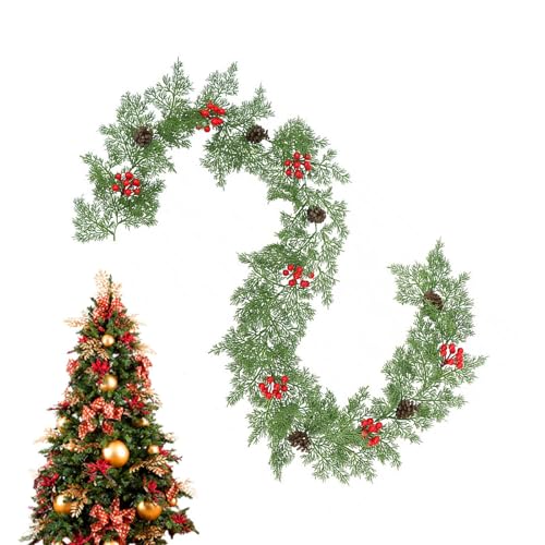 Kieferngirlande Realistisch,200 cm Mit Zapfen Rote Beeren Weihnachtsdekoration Kieferngirlande - Deko Aufhänger Für Kamin Wohnhaus Treppen Party Tisch Terrasse Draußen Innen Kieferngirlande Realistisch,200 cm Mit Zapfen Rote Beeren Weihnachtsdekoration Kieferngirlande - Deko Aufhänger Für Kamin Wohnhaus Treppen Party Tisch Terrasse Draußen Innen von Tioheam