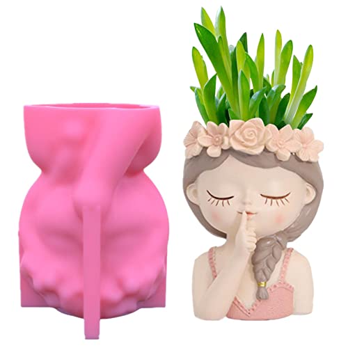 Tioheam Boo Girl Blumentopf Form, Blumentopf Beton Gießform Süße Mädchen Silikonform Vase DIY Sukkulenten Pflanzgefäße Formen Handgefertigte Kunsthandwerk von Tioheam