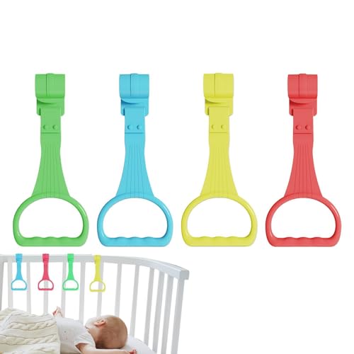 Tioheam Klimmzugringe für Laufstall, 4 Stück Klimmzugringe für Babybetten, Bequemer und praktischer Babybett-Aufstehring-Übungsassistent für Babyaktivitäten von Tioheam